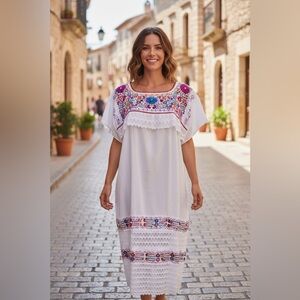 Mexican Maxi Dress Karla White